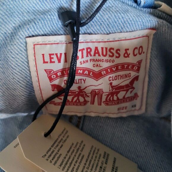 Levi's Denim Coveralls Womens Sz Xsmall Overall Blue Long Sleeve Button Wide Leg - Picture 3 of 10